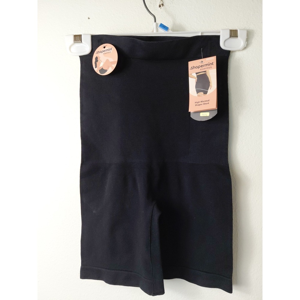 SHAPERMINT ESSENTIALS HIGH-WAISTED SHAPER BOYSHORTS IN Black SIZE M/L